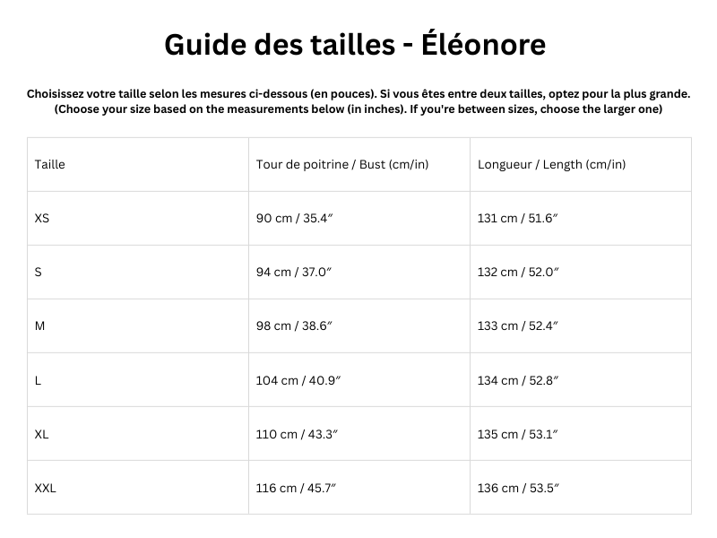 Guide des tailles