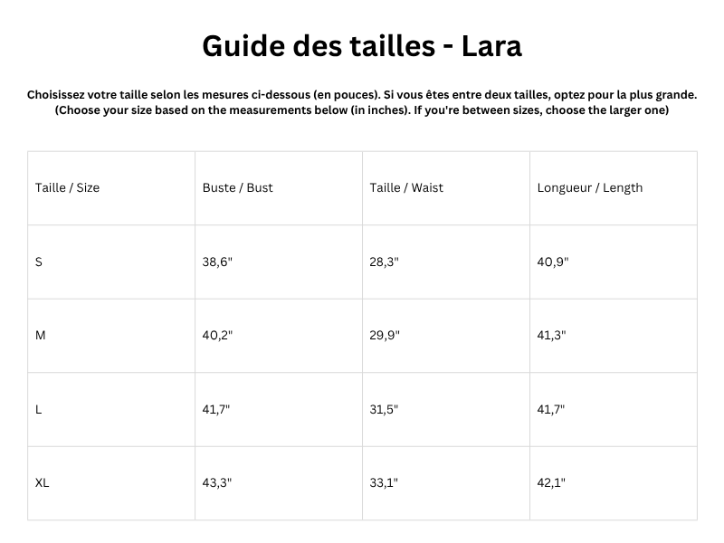 Guide des tailles