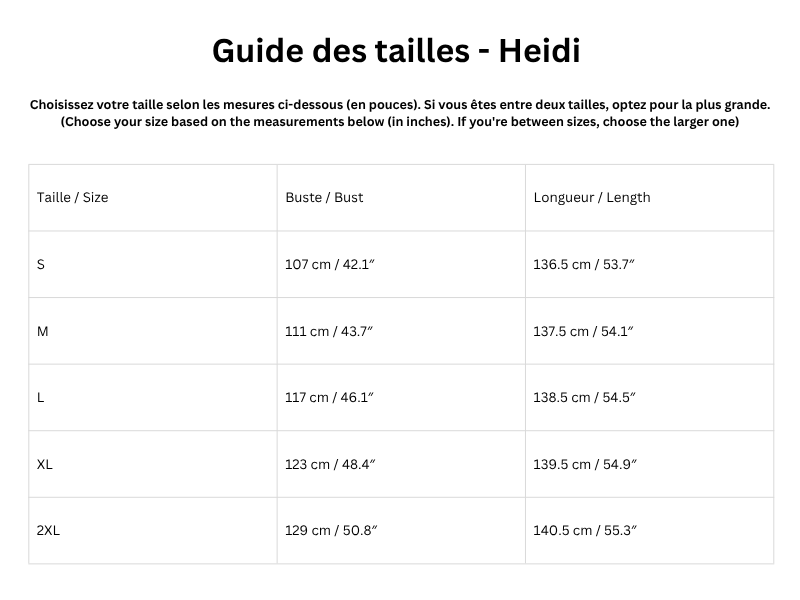 Guide des tailles