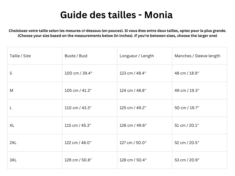 Guide des tailles