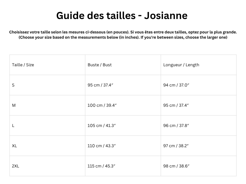 Guide des tailles