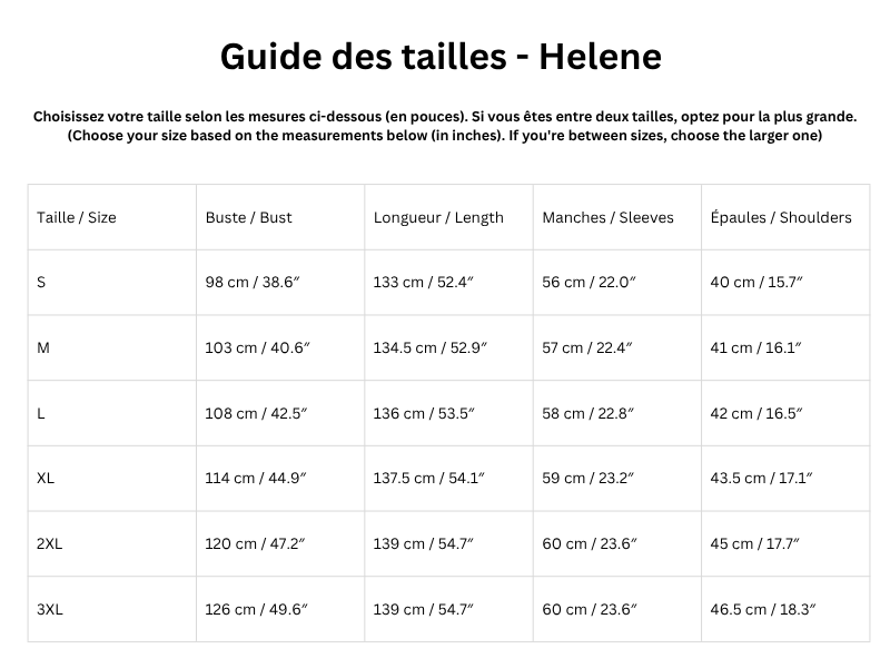 Guide des tailles
