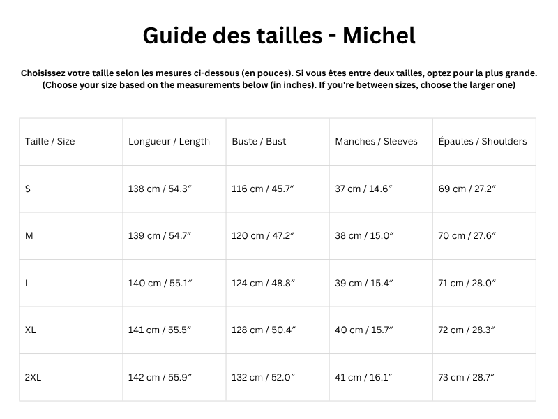 Guide des tailles