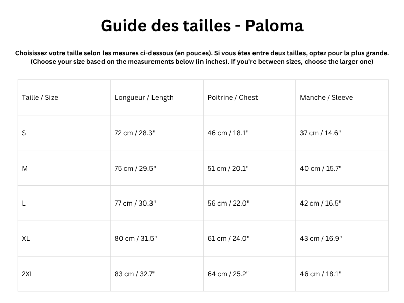 Guide des tailles