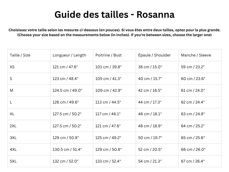 Guide des tailles