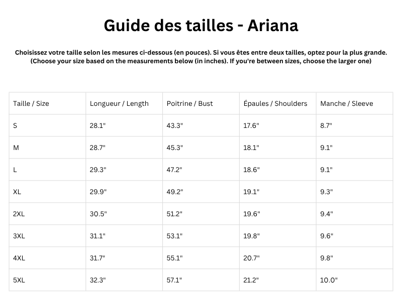 Guide des tailles