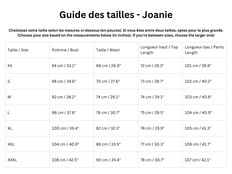 Guide des tailles