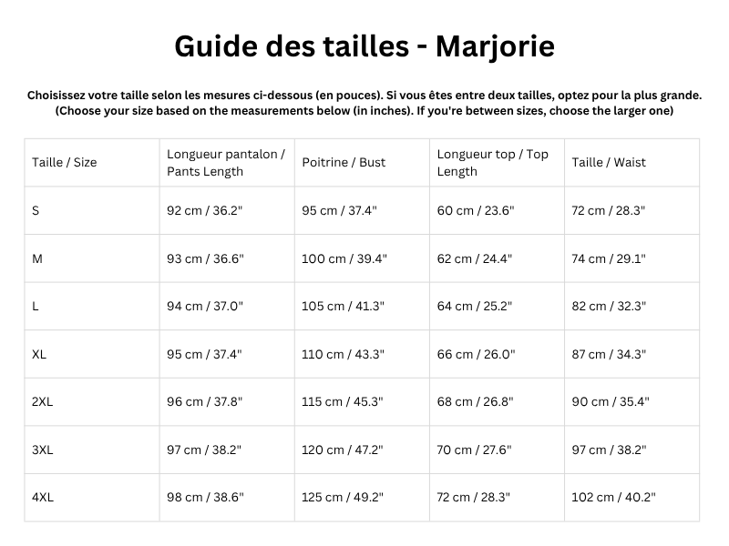 Guide des tailles