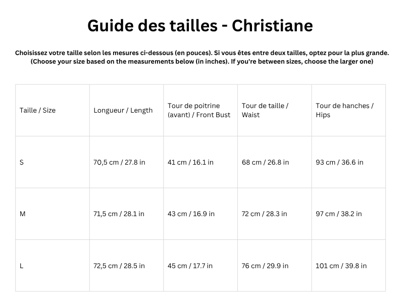Guide des tailles