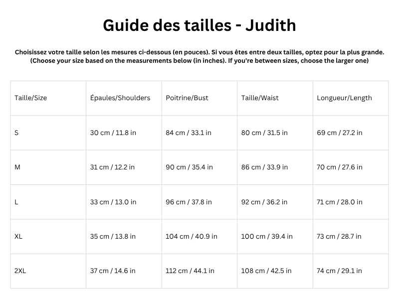 Guide des tailles