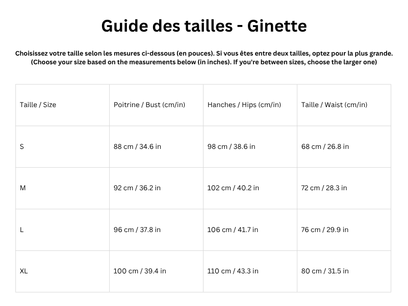 Guide des tailles