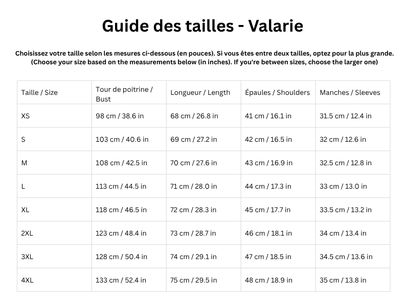 Guide des tailles