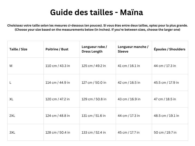 Guide des tailles
