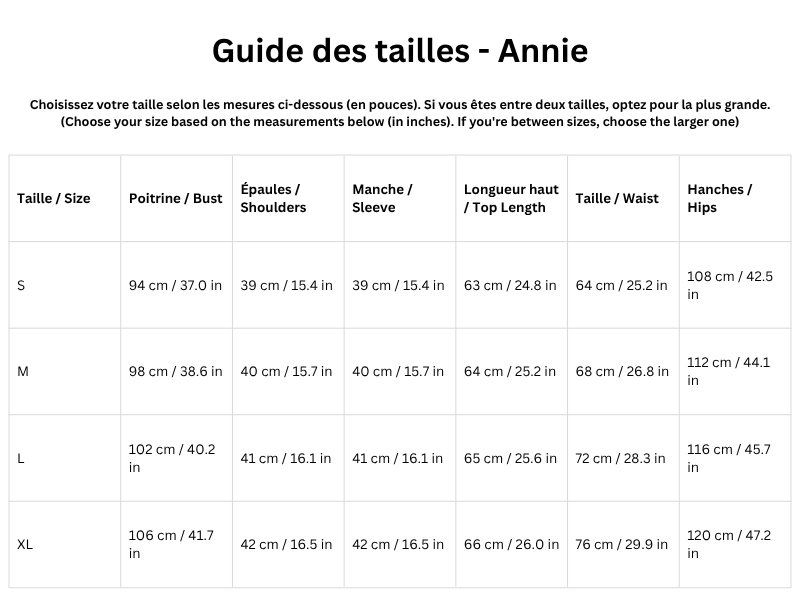 Guide des tailles