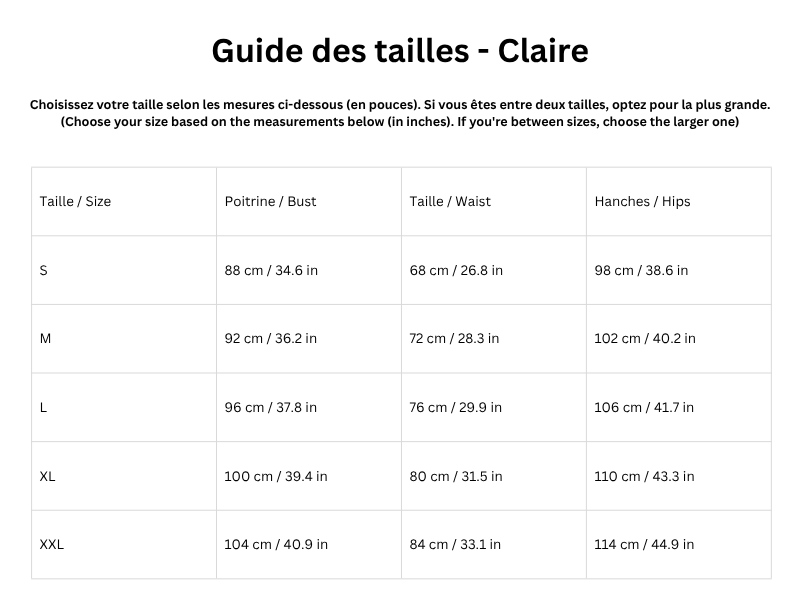 Guide des tailles