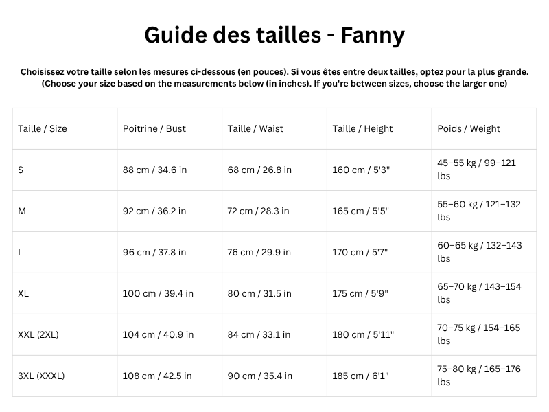 Guide des tailles