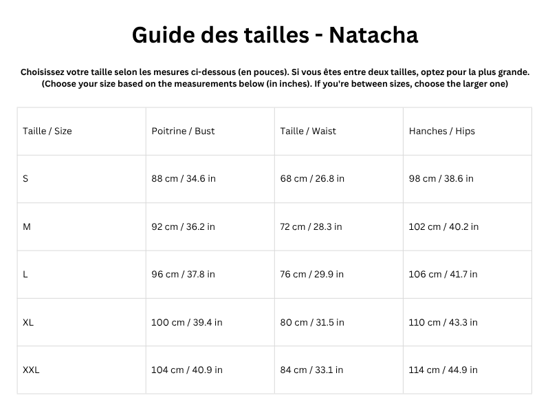 Guide des tailles