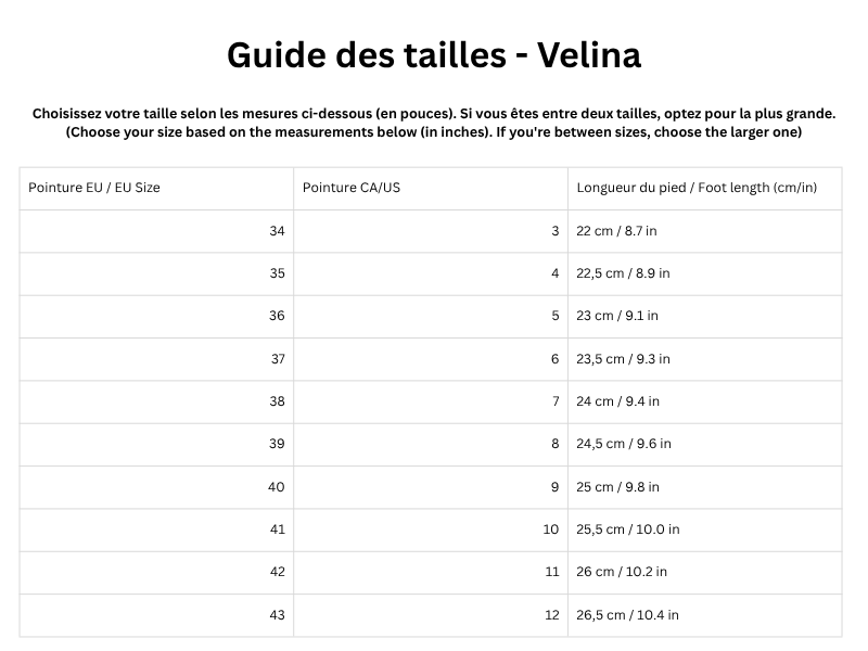 Guide des tailles