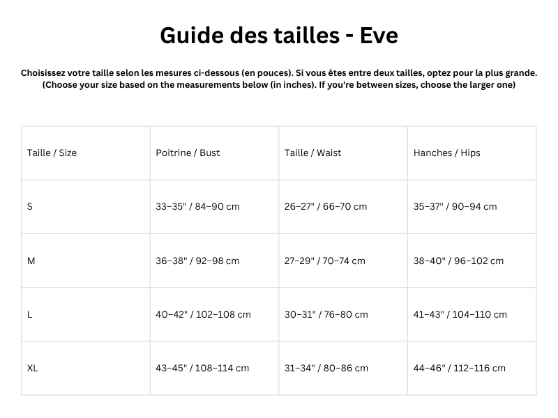 Guide des tailles