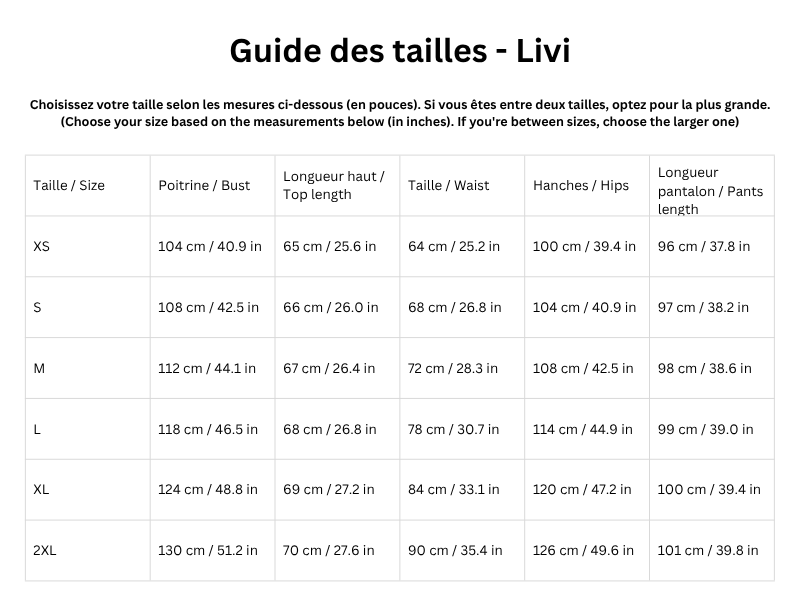 Guide des tailles
