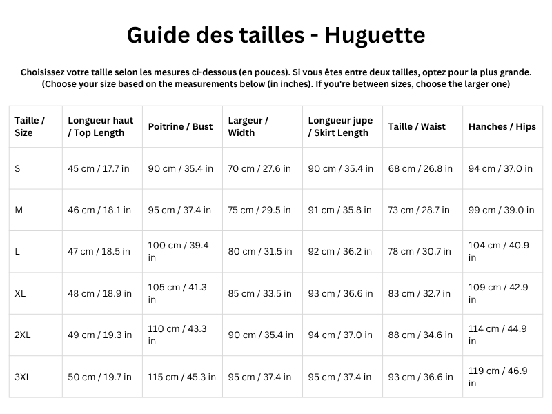 Guide des tailles