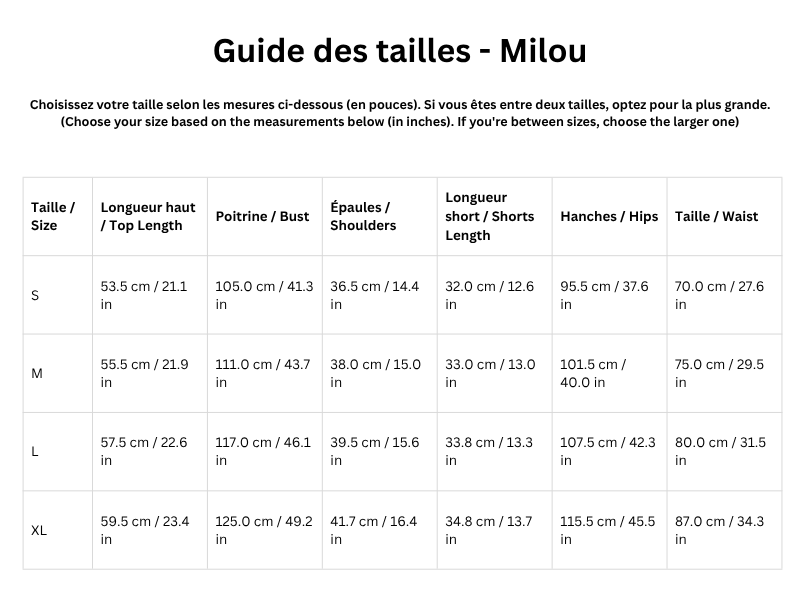 Guide des tailles