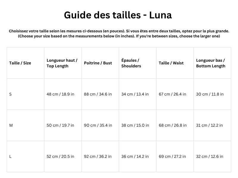 Guide des tailles