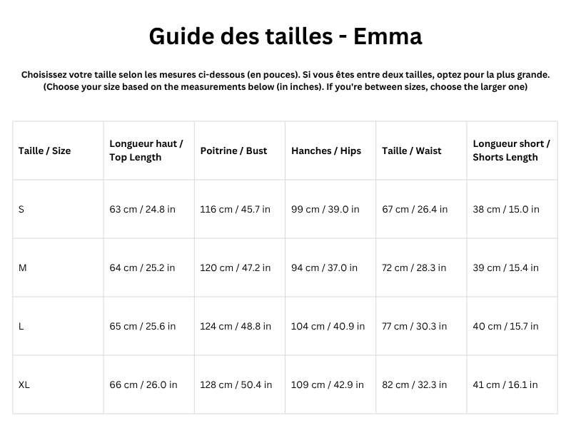 Guide des tailles