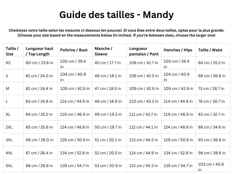 Guide des tailles