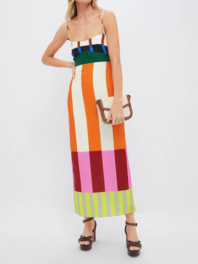 Paloma – Robe longue à rayures colorées