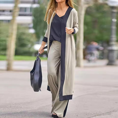 Elena – Ensemble 3 Pièces pour Femme : Cardigan, Top et Pantalon Large