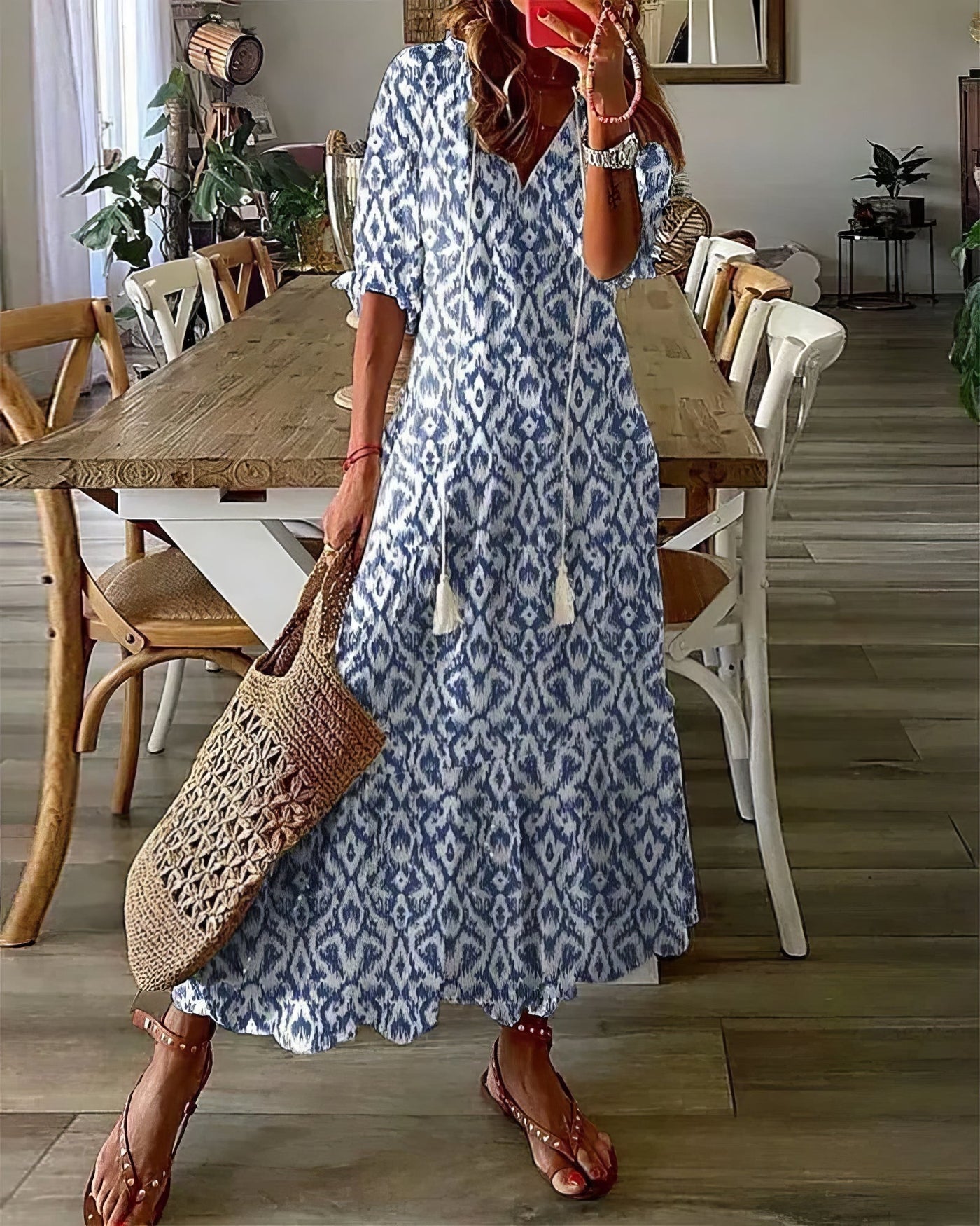 Diana – Robe Bohème avec Détail Flatteur au Niveau du Ventre