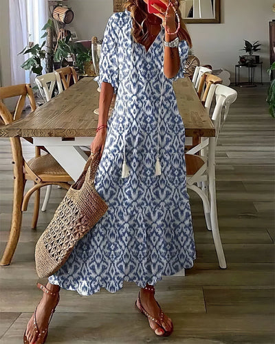 Diana – Robe Bohème avec Détail Flatteur au Niveau du Ventre