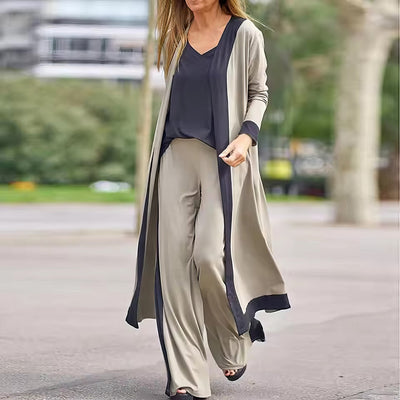 Elena – Ensemble 3 Pièces pour Femme : Cardigan, Top et Pantalon Large