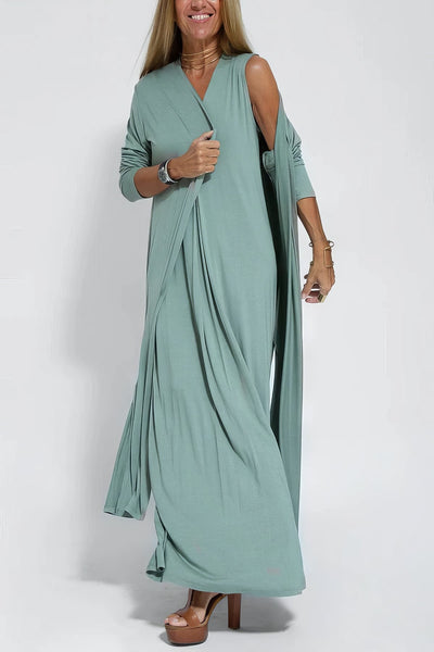 Patricia – Robe Longue Élégante avec Cardigan Assorti Offert