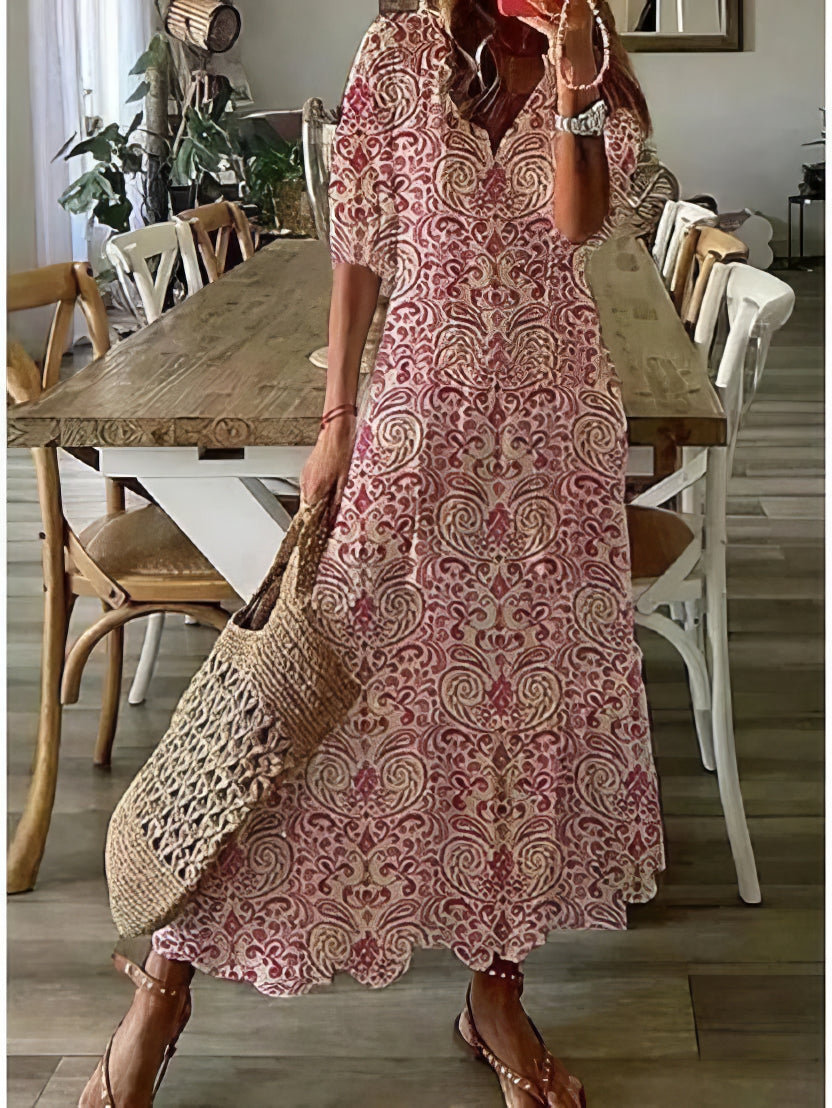 Diana – Robe Bohème avec Détail Flatteur au Niveau du Ventre