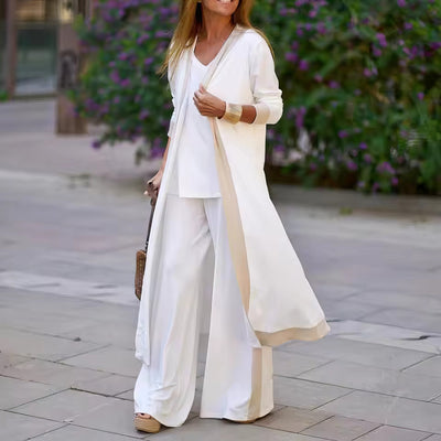 Elena – Ensemble 3 Pièces pour Femme : Cardigan, Top et Pantalon Large