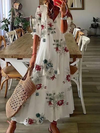 Diana – Robe Bohème avec Détail Flatteur au Niveau du Ventre