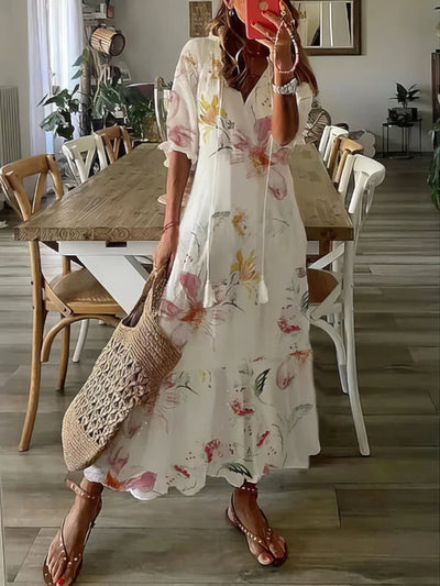 Diana – Robe Bohème avec Détail Flatteur au Niveau du Ventre