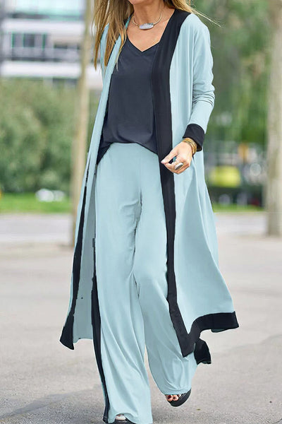 Elena – Ensemble 3 Pièces pour Femme : Cardigan, Top et Pantalon Large