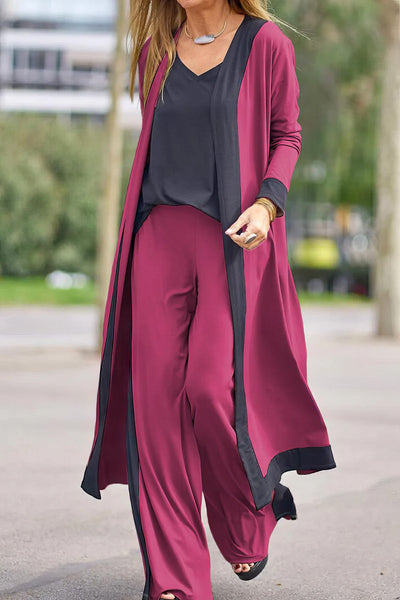 Elena – Ensemble 3 Pièces pour Femme : Cardigan, Top et Pantalon Large